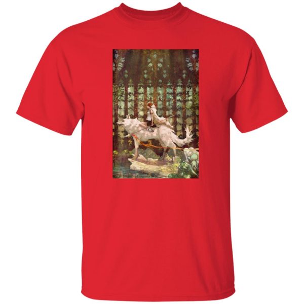 Ashitaka Princess Mononoke - Princess Mononoke Wolf Riding Fanart T Shirt-Apparel, Ashitaka Princess Mononoke, princess mononoke, Tshirt