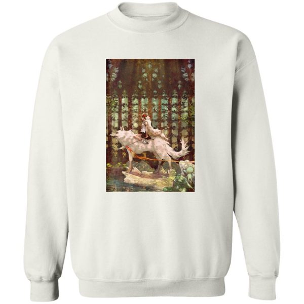 Where To Watch Princess Mononoke - Princess Mononoke Wolf Riding Fanart Sweatshirt-Apparel, princess mononoke, Sweatshirt, Where To Watch Princess Mononoke