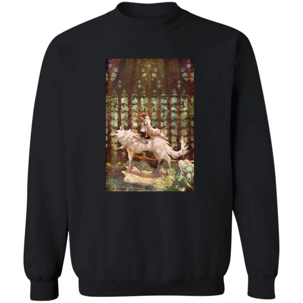 Where To Watch Princess Mononoke - Princess Mononoke Wolf Riding Fanart Sweatshirt-Apparel, princess mononoke, Sweatshirt, Where To Watch Princess Mononoke