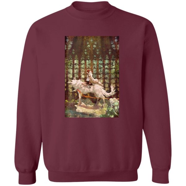 Where To Watch Princess Mononoke - Princess Mononoke Wolf Riding Fanart Sweatshirt-Apparel, princess mononoke, Sweatshirt, Where To Watch Princess Mononoke