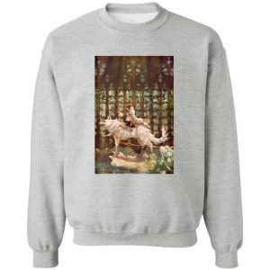 Where To Watch Princess Mononoke - Princess Mononoke Wolf Riding Fanart Sweatshirt-Apparel, princess mononoke, Sweatshirt, Where To Watch Princess Mononoke