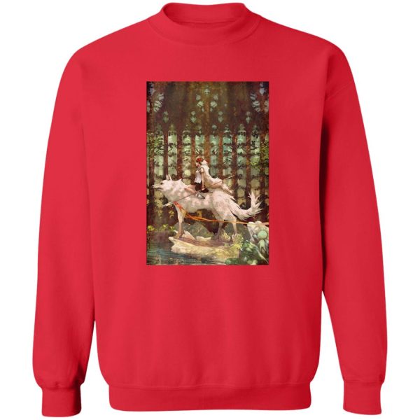 Where To Watch Princess Mononoke - Princess Mononoke Wolf Riding Fanart Sweatshirt-Apparel, princess mononoke, Sweatshirt, Where To Watch Princess Mononoke