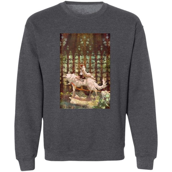 Where To Watch Princess Mononoke - Princess Mononoke Wolf Riding Fanart Sweatshirt-Apparel, princess mononoke, Sweatshirt, Where To Watch Princess Mononoke