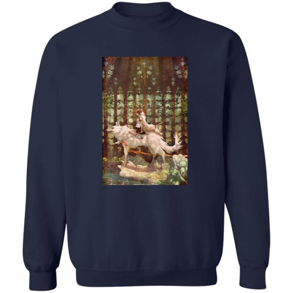 Where To Watch Princess Mononoke - Princess Mononoke Wolf Riding Fanart Sweatshirt-Apparel, princess mononoke, Sweatshirt, Where To Watch Princess Mononoke