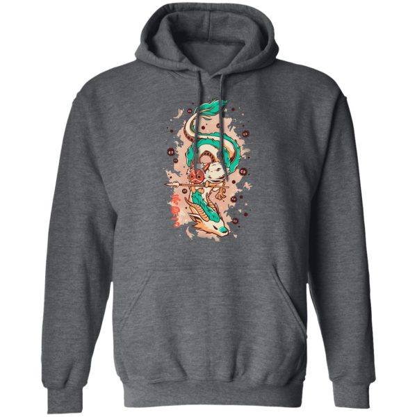 Leper Scene Princess Mononoke - Princess Mononoke on the Dragon Hoodie-Apparel, Hoodie, Leper Scene Princess Mononoke, princess mononoke