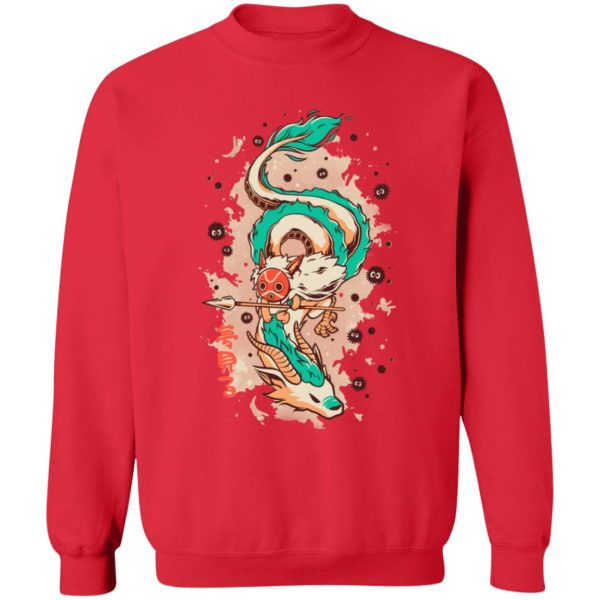 Princess Mononoke Mononoke Hime - Princess Mononoke on the Dragon Sweatshirt-Apparel, princess mononoke, Princess Mononoke Mononoke Hime, Sweatshirt