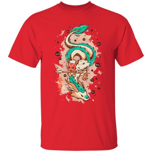 Princess Mononoke Poster - Princess Mononoke on the Dragon T Shirt-Apparel, princess mononoke, Princess Mononoke Poster, Tshirt