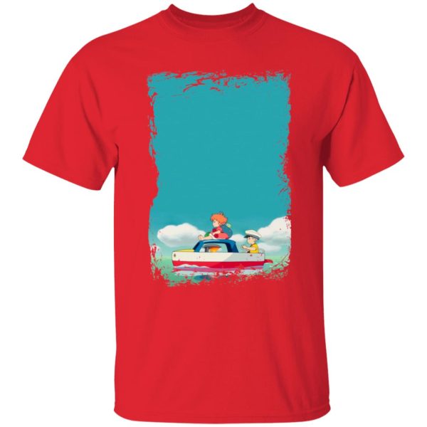 Ponyo Mom - Ponyo and Sosuke on Boat T Shirt-Apparel, ponyo, Ponyo Mom, Tshirt