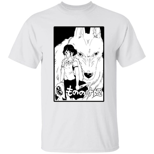 Studio Ghibli Princess Mononoke - Princess Mononoke Black & White T Shirt Unisex-Apparel, princess mononoke, Studio Ghibli Princess Mononoke