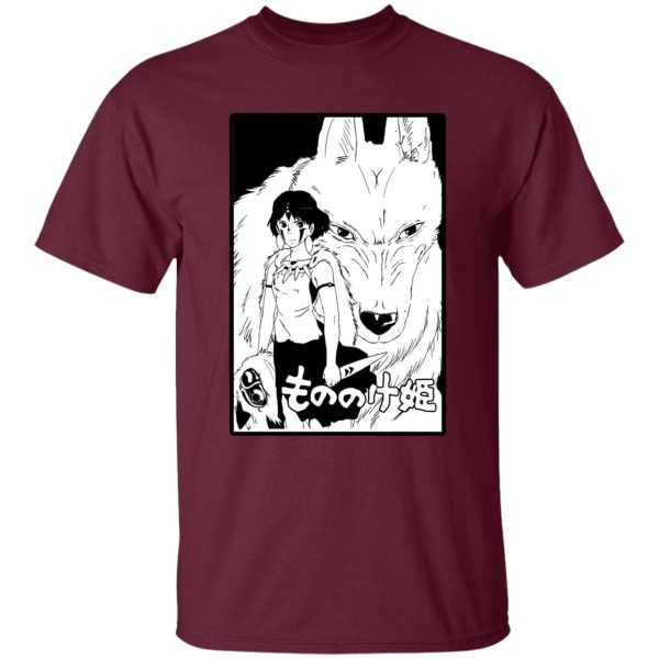 Studio Ghibli Princess Mononoke - Princess Mononoke Black & White T Shirt Unisex-Apparel, princess mononoke, Studio Ghibli Princess Mononoke