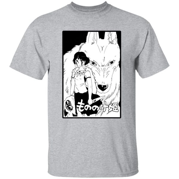 Studio Ghibli Princess Mononoke - Princess Mononoke Black & White T Shirt Unisex-Apparel, princess mononoke, Studio Ghibli Princess Mononoke