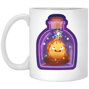 Howl's Moving Castle Cast English - How’s Moving Castle – Calcifer in the Bottle Mug-House Decor, Howl's Moving Castle, Howl's Moving Castle Cast English, Mug