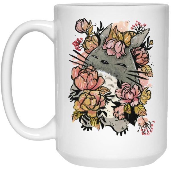 Stuffed Totoro - Totoro by the Flowers Mug-House Decor, Mug, My Neighbor Totoro, Stuffed Totoro