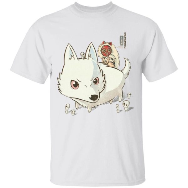 San Princess Mononoke - Princess Mononoke and The Wolf Cute Chibi Version T Shirt-Apparel, princess mononoke, San Princess Mononoke, Tshirt