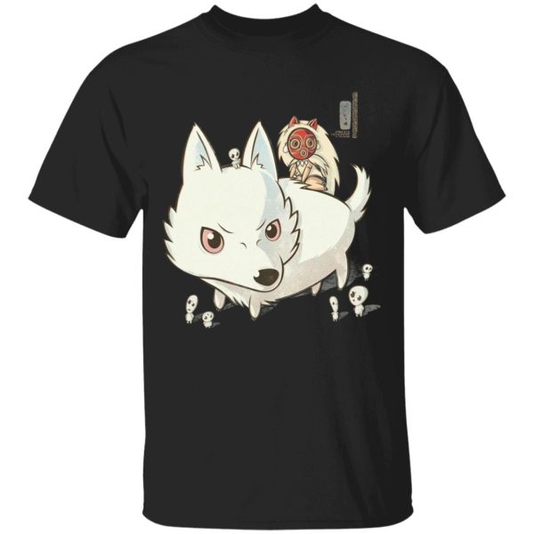 San Princess Mononoke - Princess Mononoke and The Wolf Cute Chibi Version T Shirt-Apparel, princess mononoke, San Princess Mononoke, Tshirt