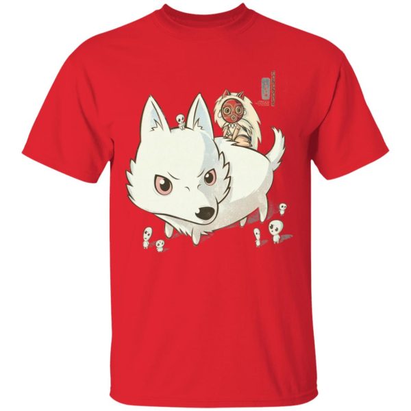 San Princess Mononoke - Princess Mononoke and The Wolf Cute Chibi Version T Shirt-Apparel, princess mononoke, San Princess Mononoke, Tshirt