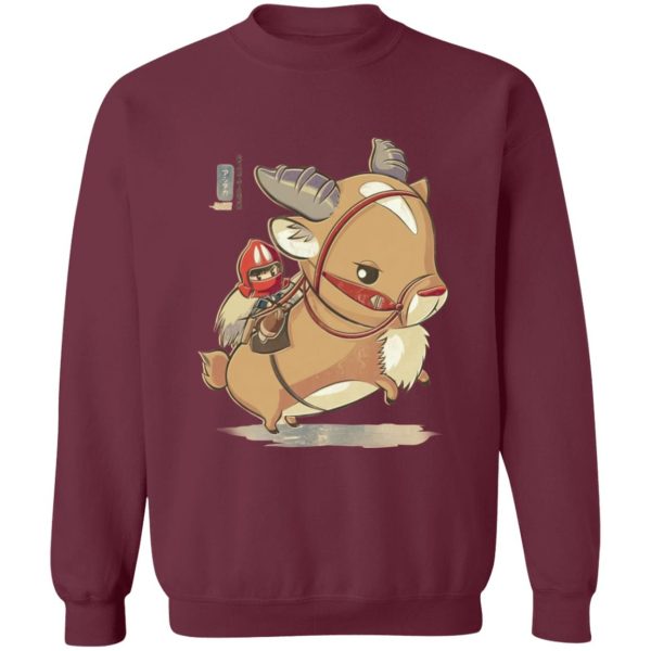 Where To Watch Princess Mononoke - Princess Mononoke Ashitaka  and Yakul Chibi Sweatshirt-Apparel, princess mononoke, Sweatshirt, Where To Watch Princess Mononoke