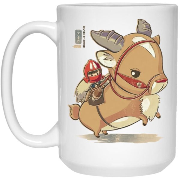 Princess Mononoke Wolf - Princess Mononoke Ashitaka  and Yakul Chibi Mug-House Decor, Mug, princess mononoke, Princess Mononoke Wolf