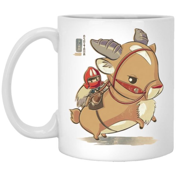 Princess Mononoke Wolf - Princess Mononoke Ashitaka  and Yakul Chibi Mug-House Decor, Mug, princess mononoke, Princess Mononoke Wolf