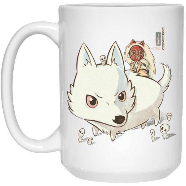 Kodama Princess Mononoke - Princess Mononoke and The Wolf Cute Chibi Version Mug-House Decor, Kodama Princess Mononoke, Mug, princess mononoke