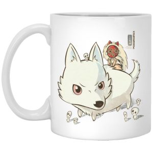 Kodama Princess Mononoke - Princess Mononoke and The Wolf Cute Chibi Version Mug-House Decor, Kodama Princess Mononoke, Mug, princess mononoke