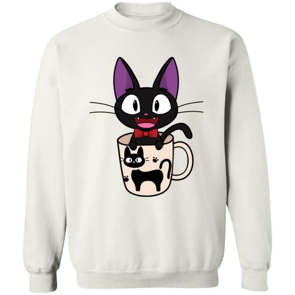 Kiki's Delivery Service Finger Figures Temu - Jiji in the Cat Cup Sweatshirt-Apparel, Kiki's Delivery Service, Kiki's Delivery Service Finger Figures Temu, Sweatshirt