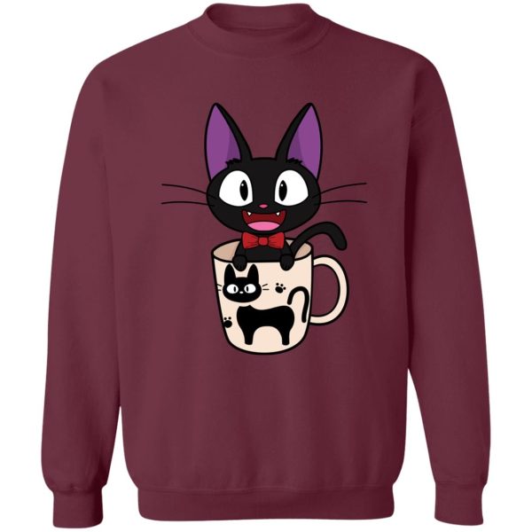 Kiki's Delivery Service Finger Figures Temu - Jiji in the Cat Cup Sweatshirt-Apparel, Kiki's Delivery Service, Kiki's Delivery Service Finger Figures Temu, Sweatshirt