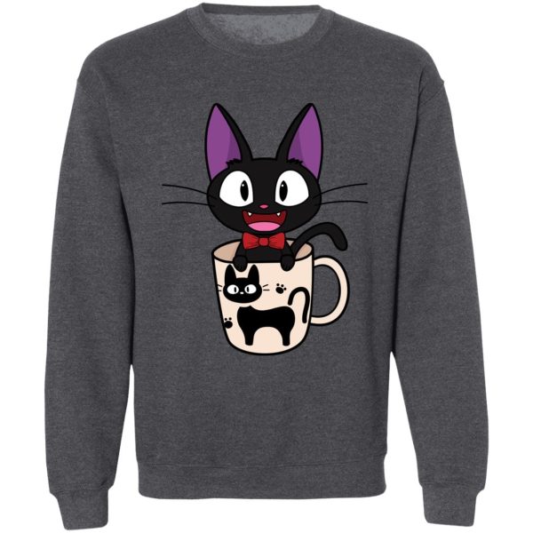 Kiki's Delivery Service Finger Figures Temu - Jiji in the Cat Cup Sweatshirt-Apparel, Kiki's Delivery Service, Kiki's Delivery Service Finger Figures Temu, Sweatshirt