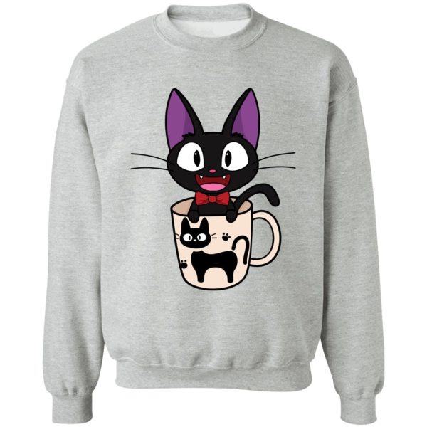 Kiki's Delivery Service Finger Figures Temu - Jiji in the Cat Cup Sweatshirt-Apparel, Kiki's Delivery Service, Kiki's Delivery Service Finger Figures Temu, Sweatshirt