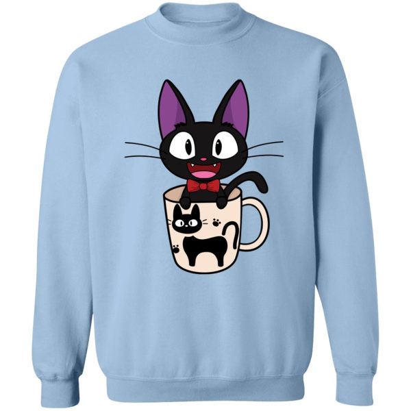 Kiki's Delivery Service Finger Figures Temu - Jiji in the Cat Cup Sweatshirt-Apparel, Kiki's Delivery Service, Kiki's Delivery Service Finger Figures Temu, Sweatshirt