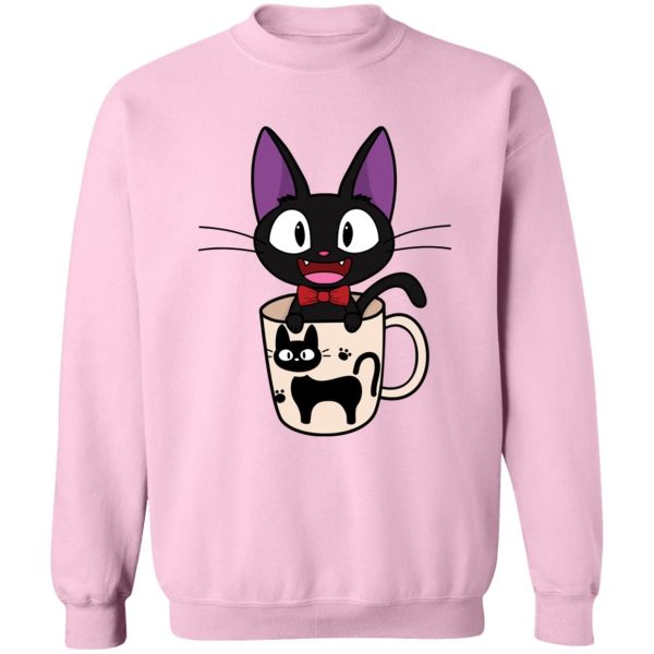 Kiki's Delivery Service Finger Figures Temu - Jiji in the Cat Cup Sweatshirt-Apparel, Kiki's Delivery Service, Kiki's Delivery Service Finger Figures Temu, Sweatshirt