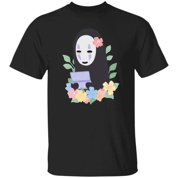 Spirited Away Dragon - Spirited Away No Face Kaonashi Cute Flower T Shirt-Spirited Away Dragon, Tshirt