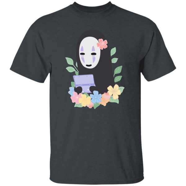 Spirited Away Dragon - Spirited Away No Face Kaonashi Cute Flower T Shirt-Spirited Away Dragon, Tshirt