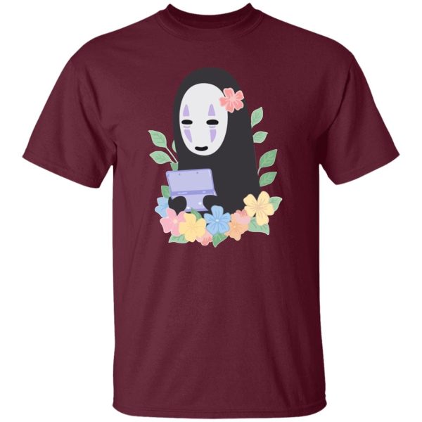 Spirited Away Dragon - Spirited Away No Face Kaonashi Cute Flower T Shirt-Spirited Away Dragon, Tshirt