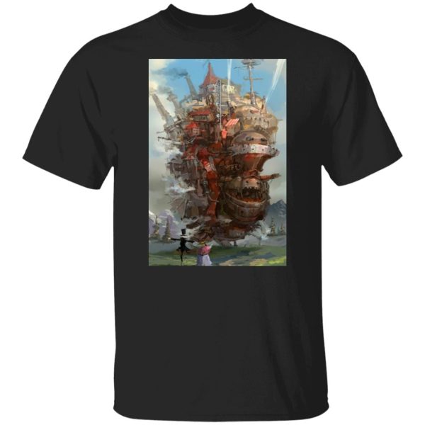 Calcifer Howl's Moving Castle - Howl’s Moving Castle Watercolor Fanart T Shirt-Apparel, Calcifer Howl's Moving Castle, Howl's Moving Castle, Tshirt