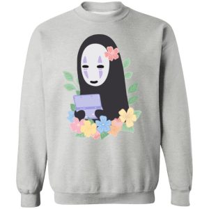 Spirited Away Cast English - Spirited Away No Face Kaonashi Cute Flower Sweatshirt-Apparel, Spirited Away, Spirited Away Cast English, Sweatshirt