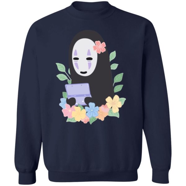 Spirited Away Cast English - Spirited Away No Face Kaonashi Cute Flower Sweatshirt-Apparel, Spirited Away, Spirited Away Cast English, Sweatshirt