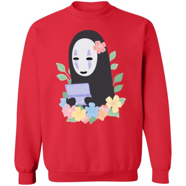 Spirited Away Cast English - Spirited Away No Face Kaonashi Cute Flower Sweatshirt-Apparel, Spirited Away, Spirited Away Cast English, Sweatshirt