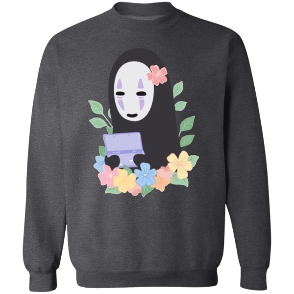 Spirited Away Cast English - Spirited Away No Face Kaonashi Cute Flower Sweatshirt-Apparel, Spirited Away, Spirited Away Cast English, Sweatshirt