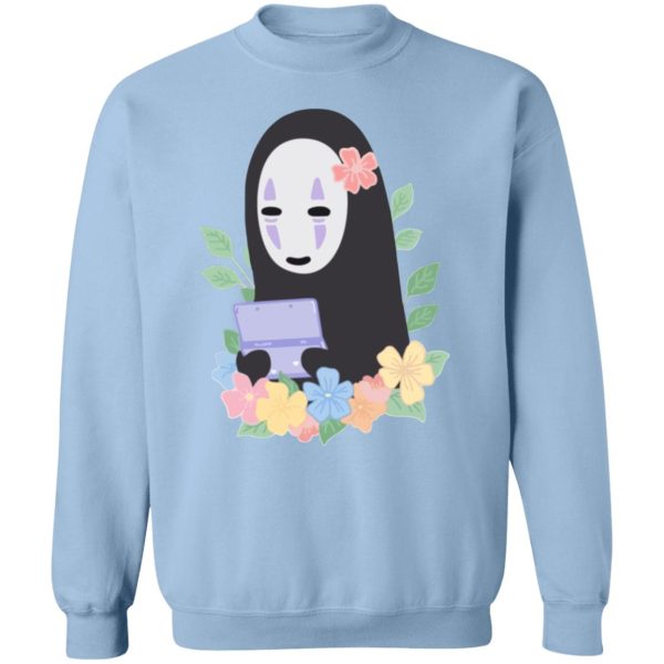 Spirited Away Cast English - Spirited Away No Face Kaonashi Cute Flower Sweatshirt-Apparel, Spirited Away, Spirited Away Cast English, Sweatshirt