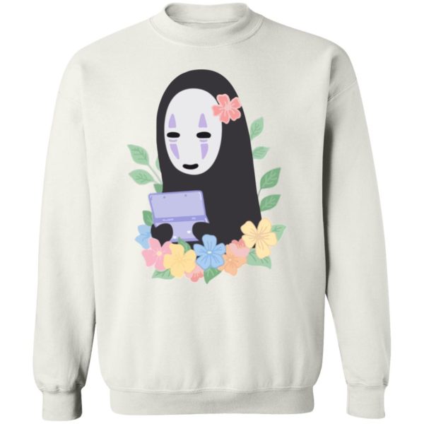 Spirited Away Cast English - Spirited Away No Face Kaonashi Cute Flower Sweatshirt-Apparel, Spirited Away, Spirited Away Cast English, Sweatshirt