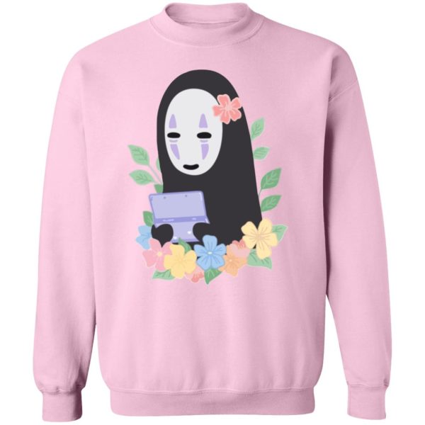 Spirited Away Cast English - Spirited Away No Face Kaonashi Cute Flower Sweatshirt-Apparel, Spirited Away, Spirited Away Cast English, Sweatshirt