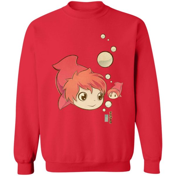 Ponyo Fish - Ponyo Chibi Sweatshirt-Apparel, ponyo, Ponyo Fish, Sweatshirt