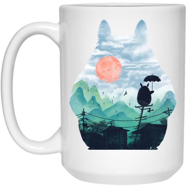 Blue Totoro - Totoro on the Line Lanscape Mug-Blue Totoro, House Decor, Mug, My Neighbor Totoro