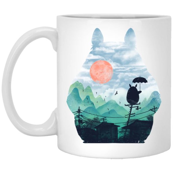 Blue Totoro - Totoro on the Line Lanscape Mug-Blue Totoro, House Decor, Mug, My Neighbor Totoro