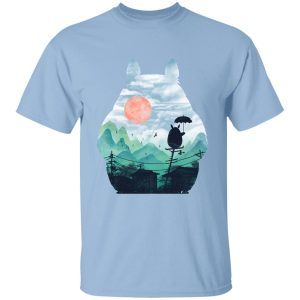 Totoro Movie Japanese - Totoro on the Line Lanscape T Shirt-Apparel, My Neighbor Totoro, Totoro Movie Japanese, Tshirt