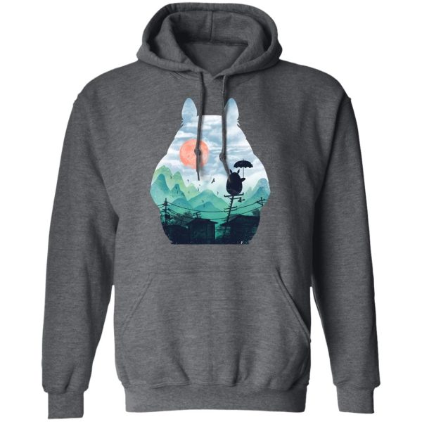 Chat Bus Totoro - Totoro on the Line Lanscape Hoodie-Apparel, Chat Bus Totoro, Hoodie, My Neighbor Totoro