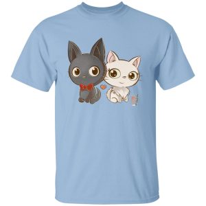 Cat From Kiki's Delivery Service Name - Kiki’s Delivery Service – Jiji and Lily Chibi T Shirt-Apparel, Cat From Kiki's Delivery Service Name, Kiki's Delivery Service, Tshirt