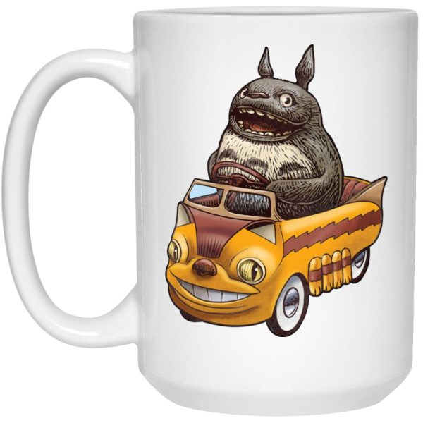 Catbus Totoro - Totoro driving Catbus Mug-Catbus Totoro, House Decor, Mug, My Neighbor Totoro