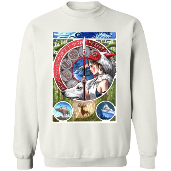 Forest Spirit Princess Mononoke - Princess Mononoke Portrait Art Sweatshirt-Apparel, Forest Spirit Princess Mononoke, princess mononoke, Sweatshirt